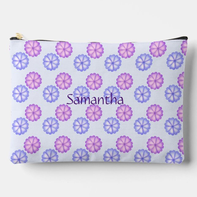 Lila und blaue Blumen Zubehörtasche (Vorderseite)