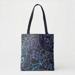 Lila und blaue Boho-Batik-Abstraktes Laubwerk