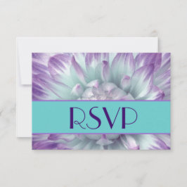 Lila und blaue Dahlia Petals UAWG Wedding RSVP Karte