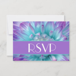 Lila und blaue Dahlia Petals UAWG Wedding RSVP Karte