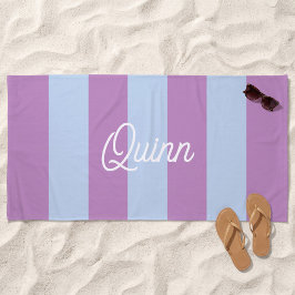 Lila und blaue fette Streifen monogrammiert Strandtuch