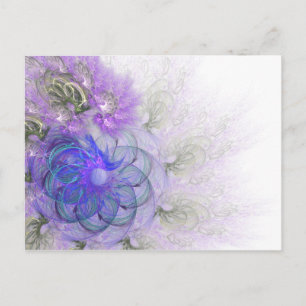 Lila und blaue, filigrane, abstrakte Blumengestalt Postkarte
