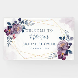 Lila und blaue florale geometrische Brautparty Banner