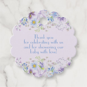 Lila und blaue florale Geschenk-Tags für Baby-Jung Geschenkanhänger