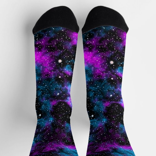 Lila und blaue Galaxie Socken (Oben)