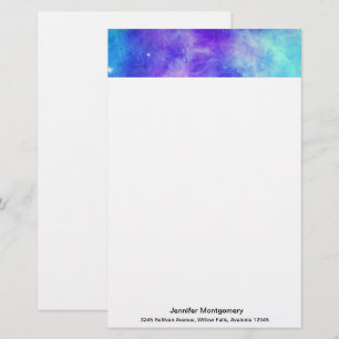 Lila und blaue Galaxie Weltraum Abstrakt Briefpapier