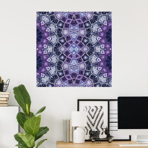 Lila und blaue geometrische Kaleidoskop-Muster Poster
