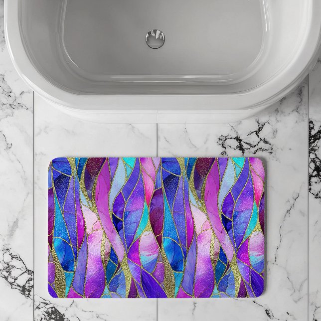 Lila und blaue Glasmosaikmuster Badematte (Von Creator hochgeladen)