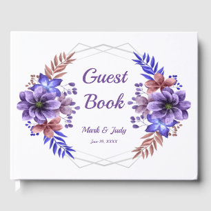 Lila und blaue Hochzeit der Wasserfarben Gästebuch