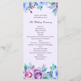 Lila und blaue Hochzeit mit Blumen. Blume Programm
