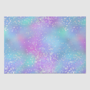 Lila und blaue irisierende Holo-Farbspritzer Seidenpapier