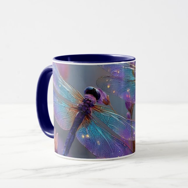 lila und blaue Libellen Tasse (Vorderseite Links)