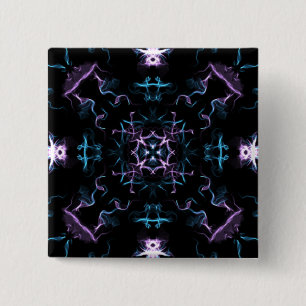 Lila und blaue Mandala-Blume Button