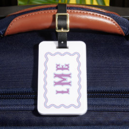 Lila und blaue maßgeschneiderte gekerbte Monogramm Gepäckanhänger