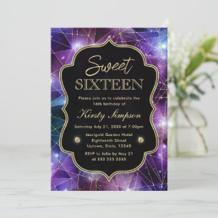Lila und blaue Mitternachts Kristallgalaxie Sweet  Einladung