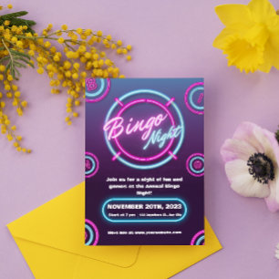 Lila und blaue Modern Bingo Night Einladungen