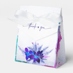Lila und blaue Orchideen-Hochzeitsgeschenkbox Geschenkschachtel