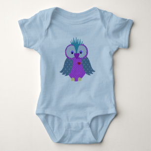 Lila und blaue Paisley Print Owl Baby Strampler