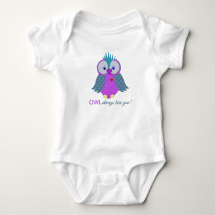 Lila und blaue Paisley Print Owl Baby Strampler