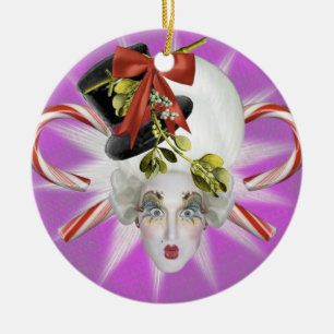 Lila und blaue Poppycock Verzierung Keramik Ornament