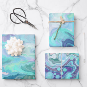 Lila und blaue Rhapsodie Abstrakte Kunst Geschenkpapier Set