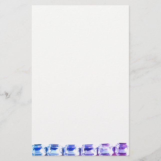 Lila und blaue Rhinestones - Vintager Schmuck Briefpapier (Vorderseite)