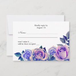 Lila und blaue Rose Hochzeit rsvp Floral Reaktion Karte