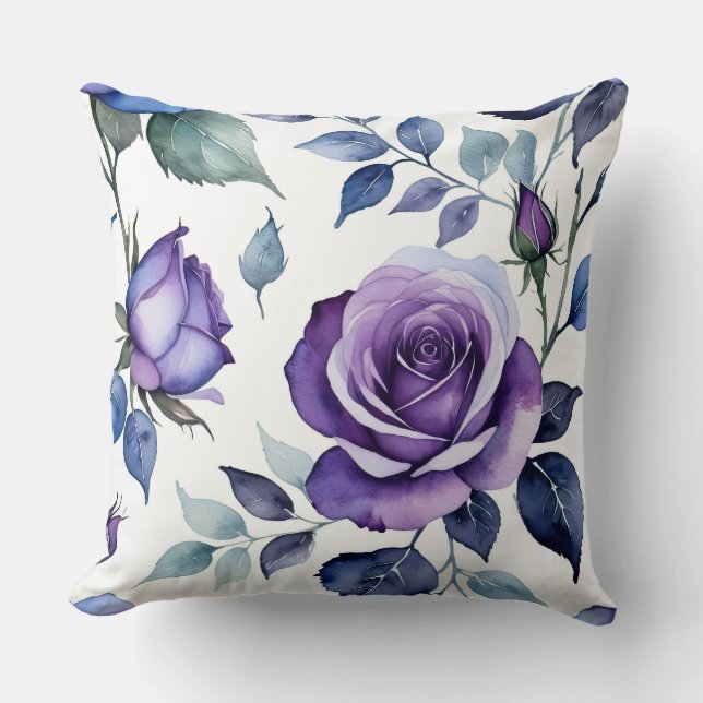 Lila und blaue Rose Kissen (Vorderseite)