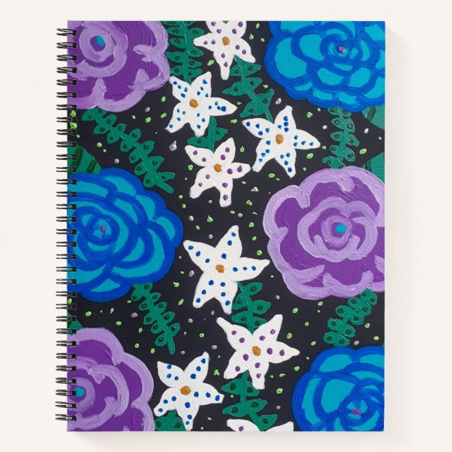 Lila und blaue Rose  Notizbuch (Vorderseite)