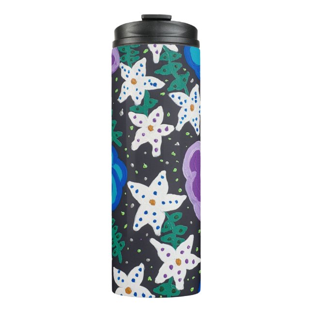 Lila und blaue Rose  Thermosbecher (Vorderseite)