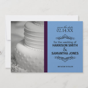 Lila und blaue Save-the-Date-Hochzeitsankündigunge Einladung