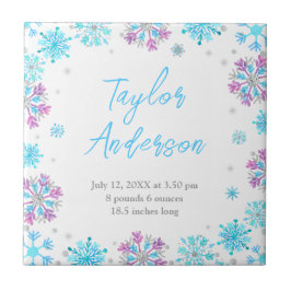 Lila und blaue Schneeflocken Geburtsstunde Fliese