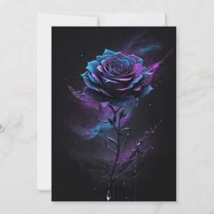 Lila und blaue Sterne Schwarze Rose Splash Art Dankeskarte