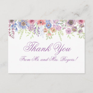 Lila und blaue Wildblume Vielen Dank Begleitkarte