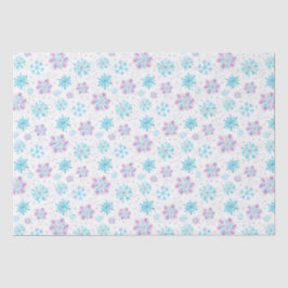 Lila und blaue Winterschneeflocken Seidenpapier