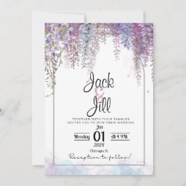 Lila und blaue Wisteria Wedite Einladung