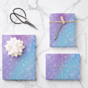 Lila und blauer Hintergrund Geschenkpapier Set