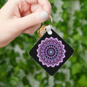 Lila und blauer Mandala-Schlüsselanhänger Schlüsselanhänger