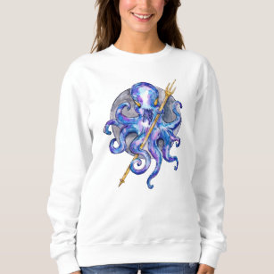 Lila und blauer Oktopus mit Trident Sweatshirt