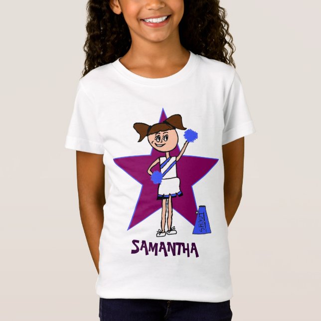 Lila und blauer personalisierter Cheerleader-T - T-Shirt (Vorderseite)