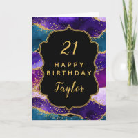 Lila und blauer Pfau Agate Happy Birthday