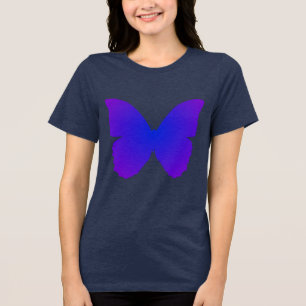 Lila und blauer Schmetterling Tri-Blend Shirt