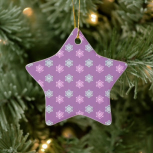 Lila und blauer Schneeflocken Winter/Weihnachten K Keramik Ornament