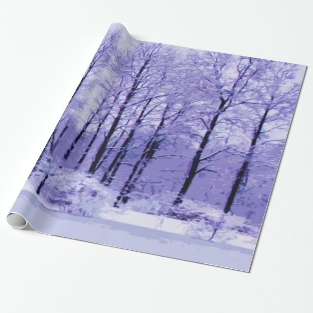 Lila und blauer Winter-Teich Geschenkpapier (Ungerollt)