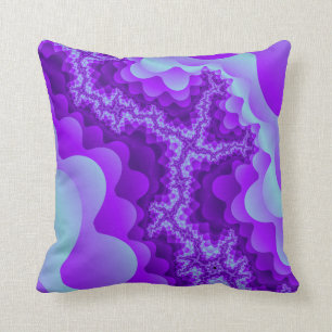 Lila und blaues Blasen-Korallen-Fraktal Design Kissen