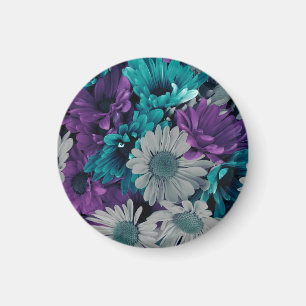 Lila und blaues Blumen-Zertrümmern Magnet