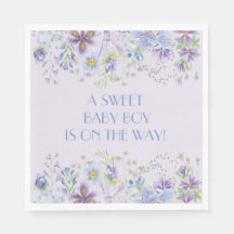 Lila und blaues Blumenspulenspulpapier Napkin