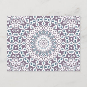 Lila und blaues geometrisches Mandala-Muster Postkarte