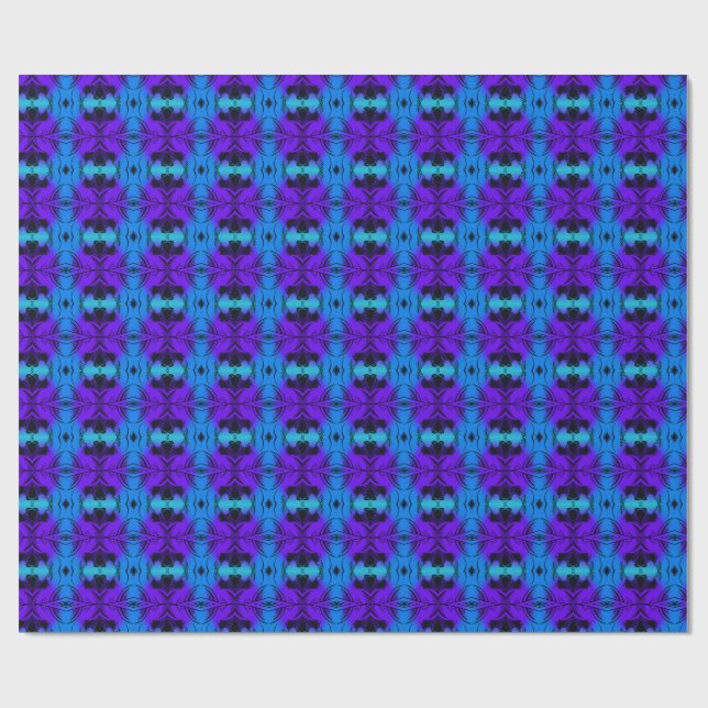 Lila und blaues Kaleidoskop-Fraktalmuster Geschenkpapier (Flach)