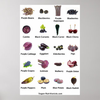 Lila und Blaues Obst und Gemüse Poster